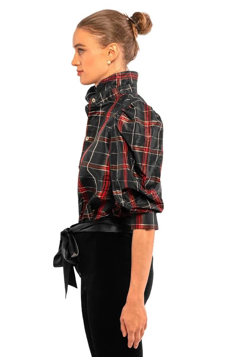 Silk Juliette Blouse - Plaid Black