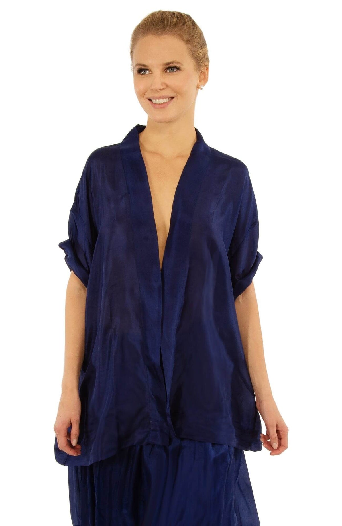 Silk Kimono Jacket Navy