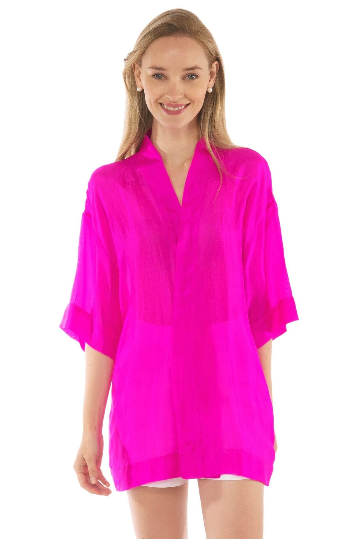 Silk Kimono Jacket Hot Pink