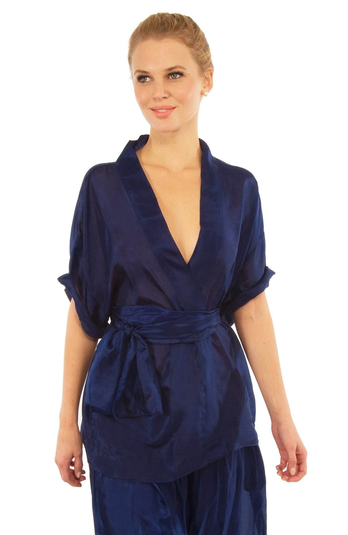 Silk Kimono Jacket - Final Sale Navy