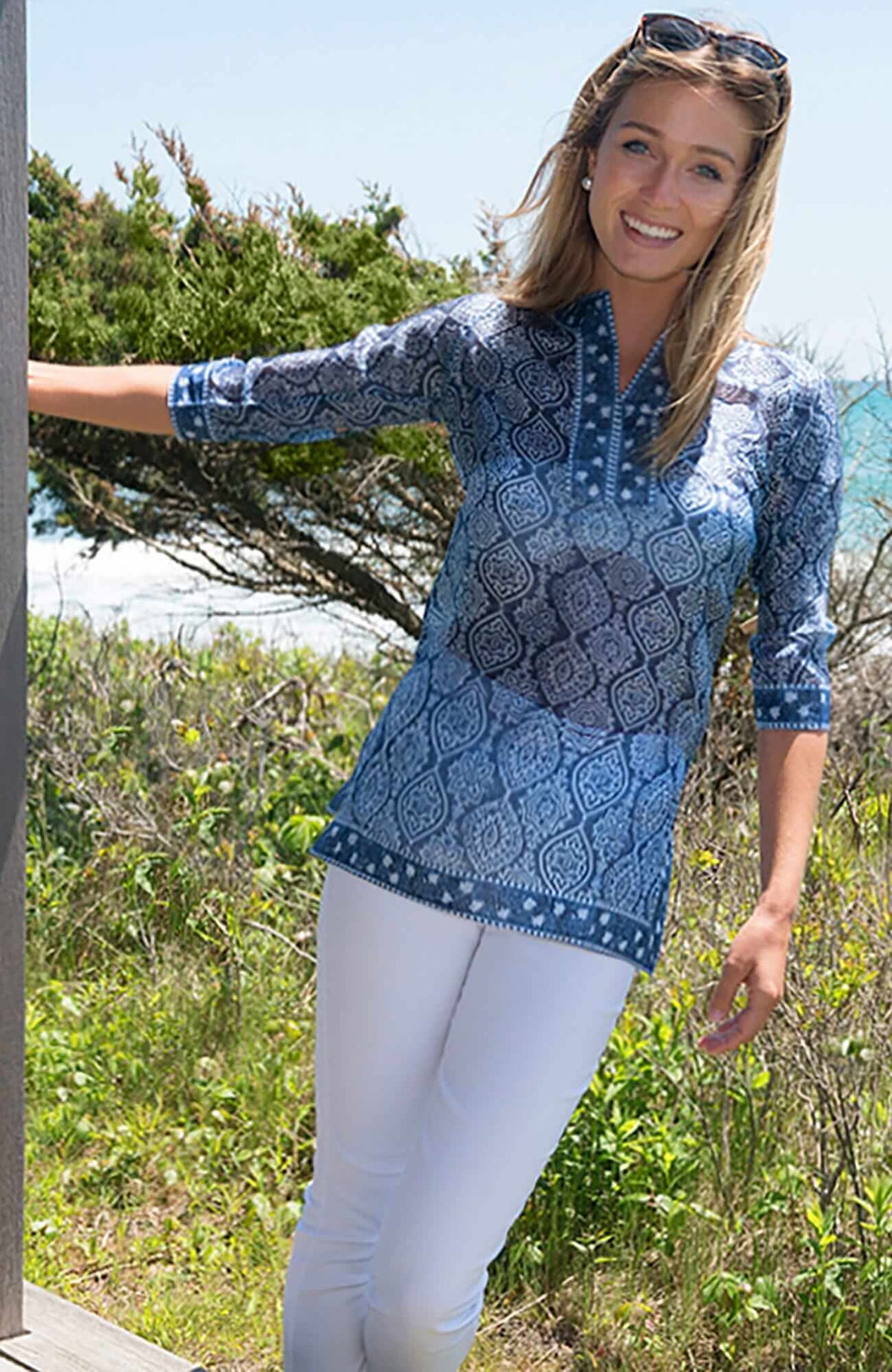 Silk Tunic - Easy Breezy Navy White