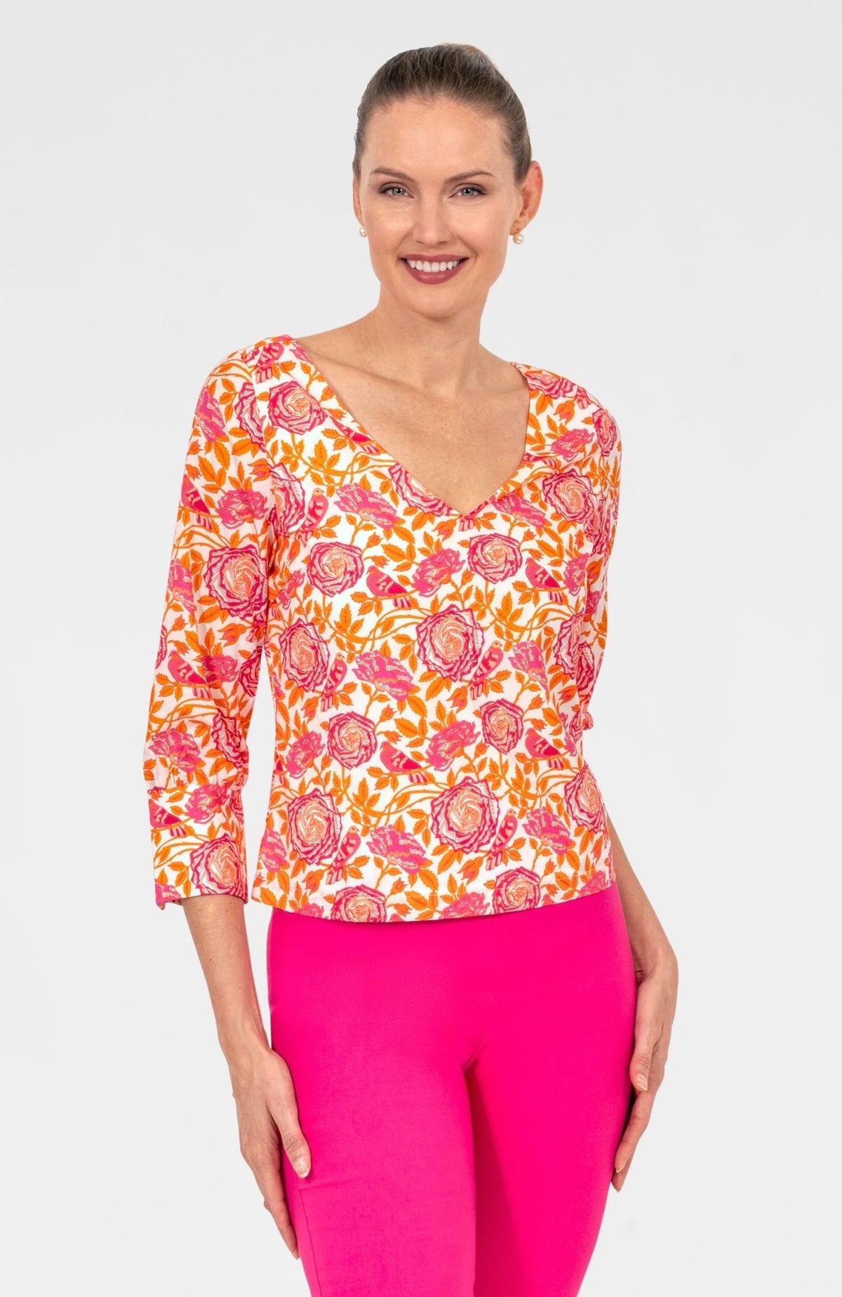 Silky Everyone Top - Smell The Roses Orange Pink