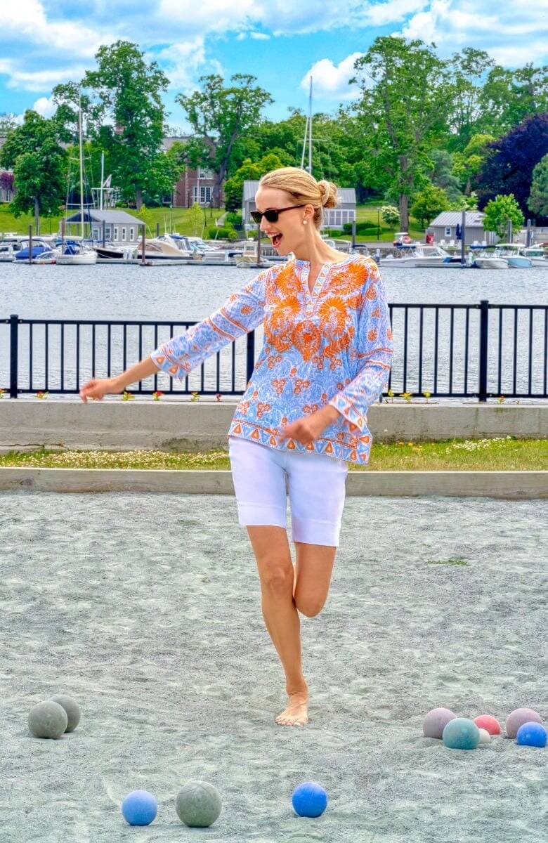 Silky Hand Embroidered Tunic - East India - Final Sale Periwink Orange