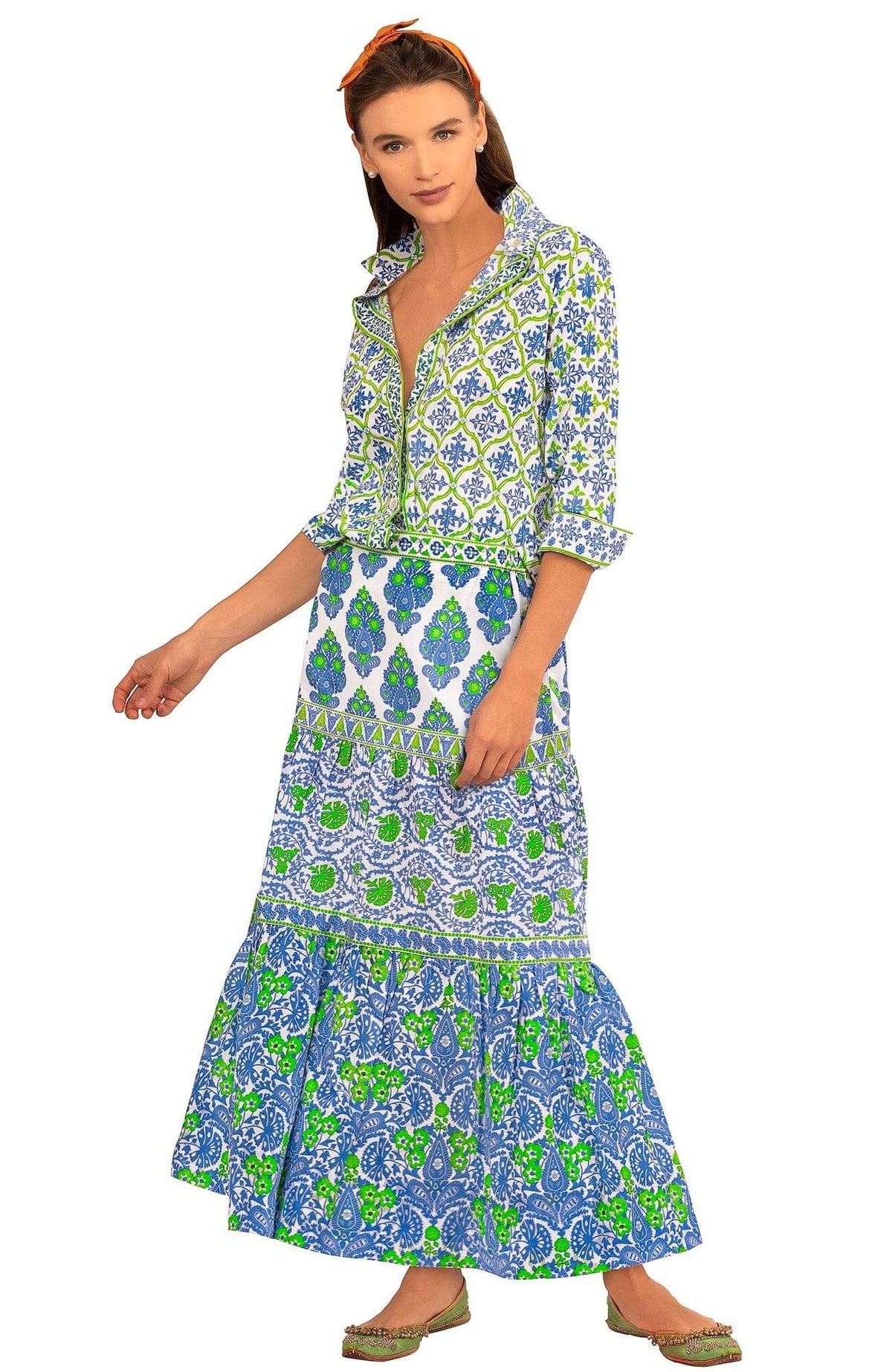 Dreaming Long Skirt - East India - Final Sale Blue Kelly