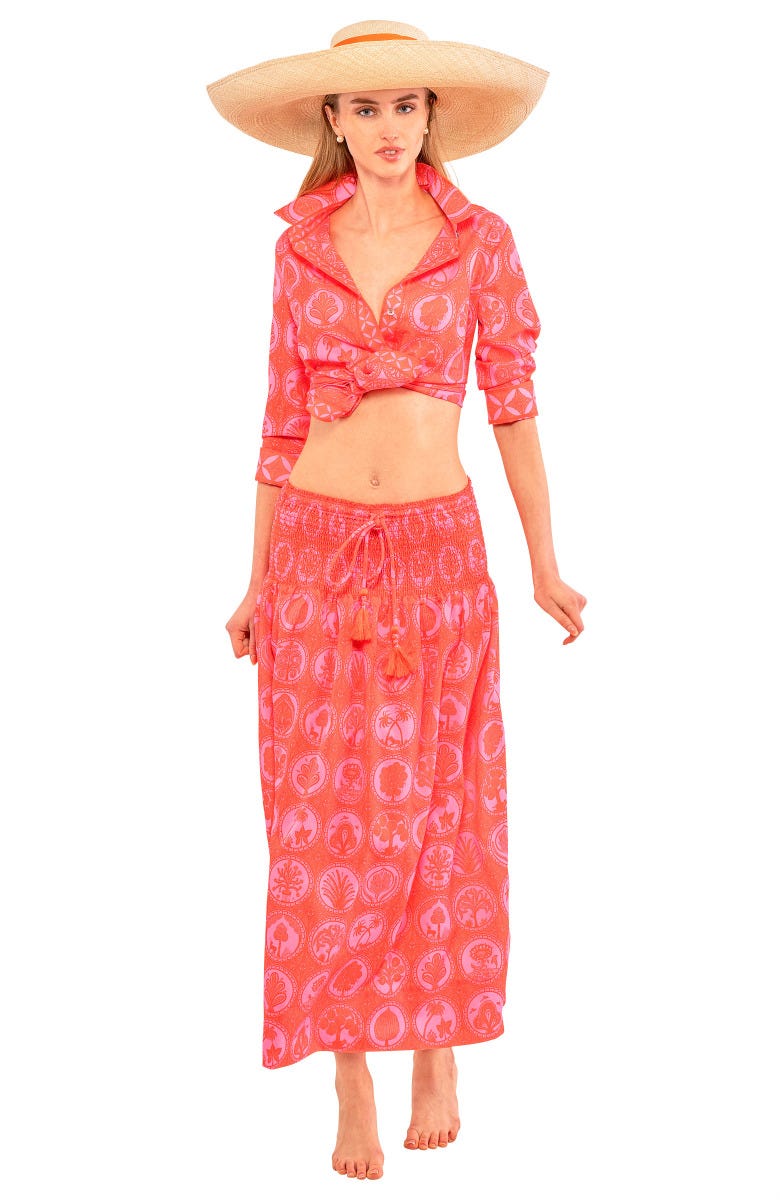 Haight Ashbury Skirt - Circle of Love Pink Red One Size