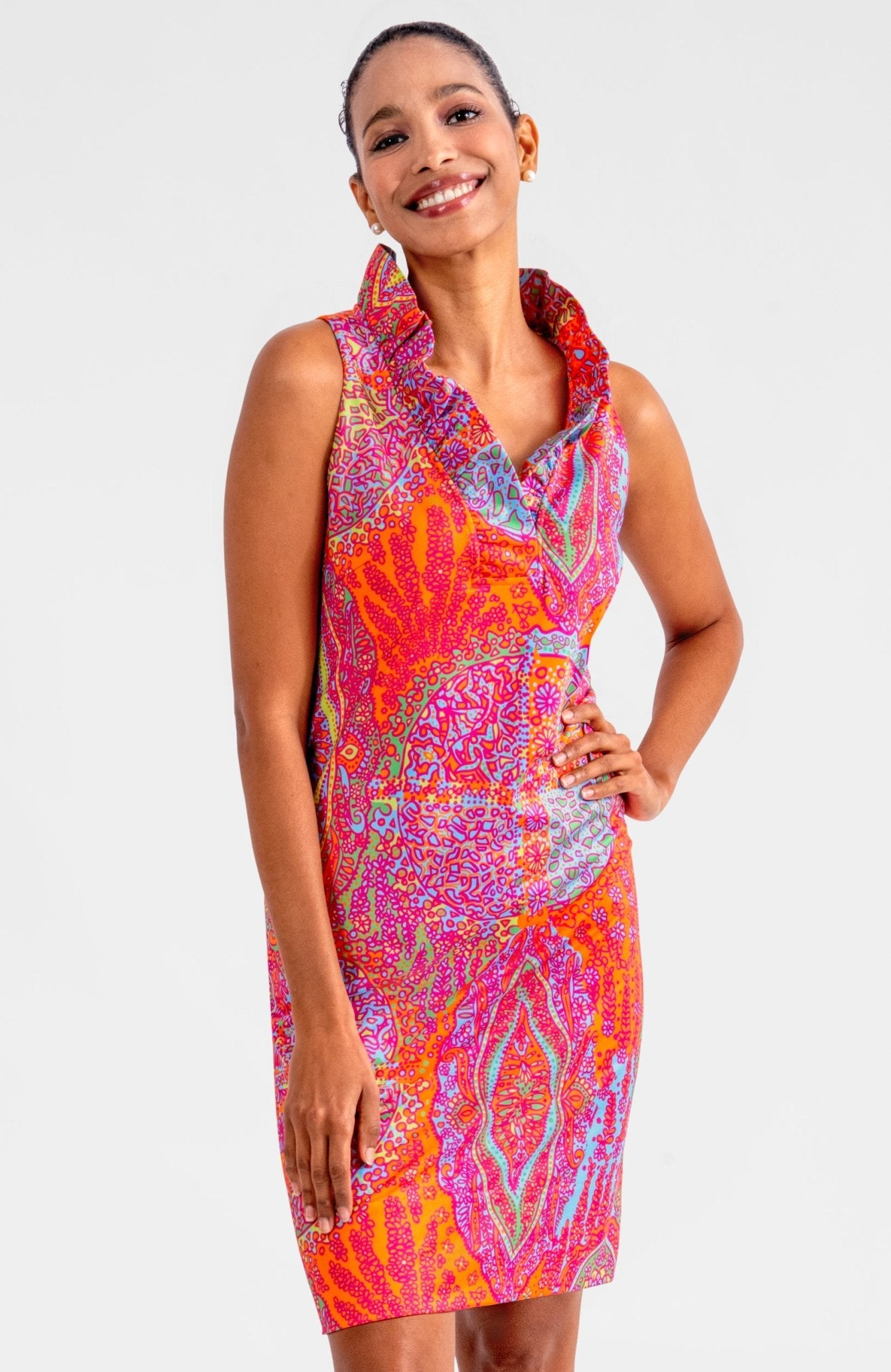 Sleeveless Ruffneck Dress - Grand Bazaar Pink