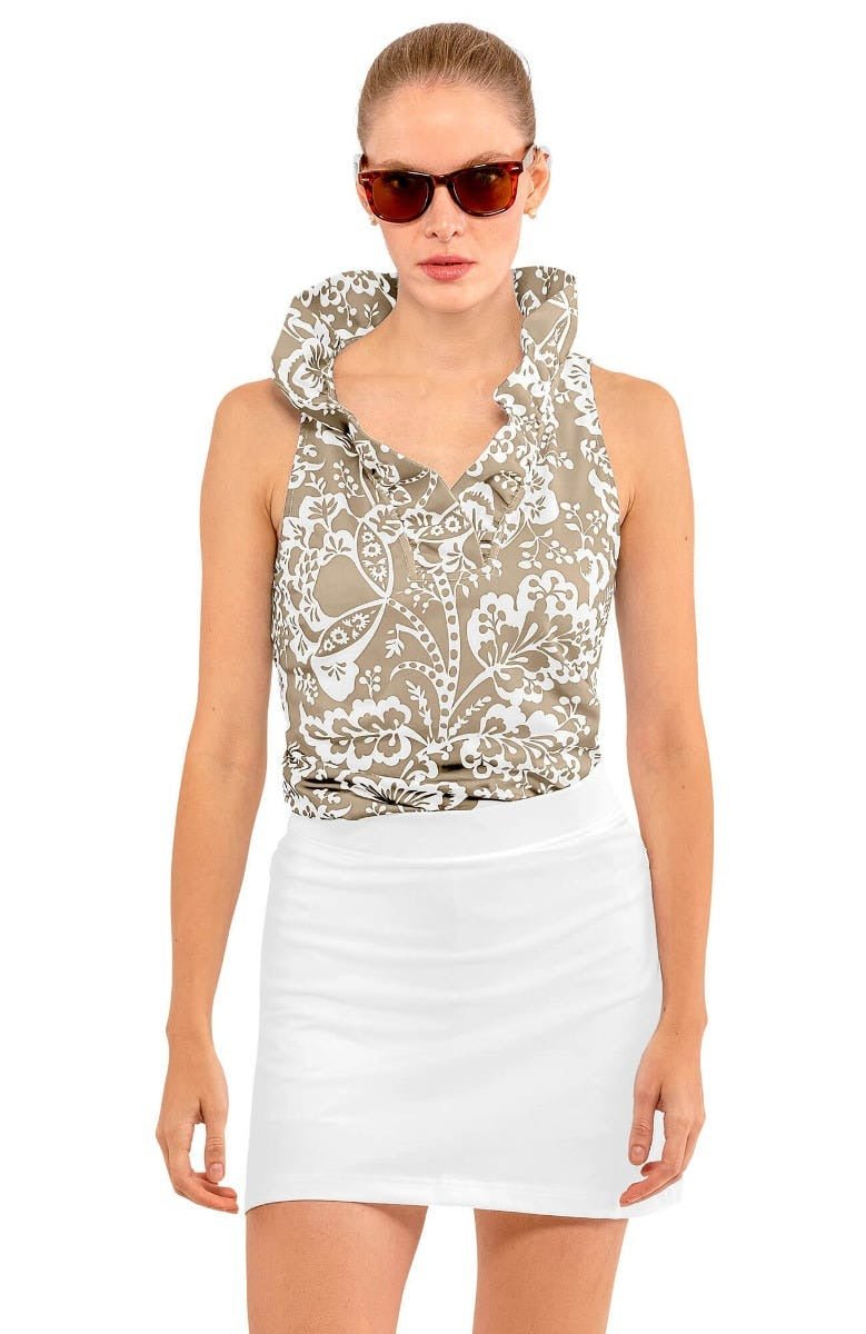 Sleeveless Ruffneck Top - Flora Khaki