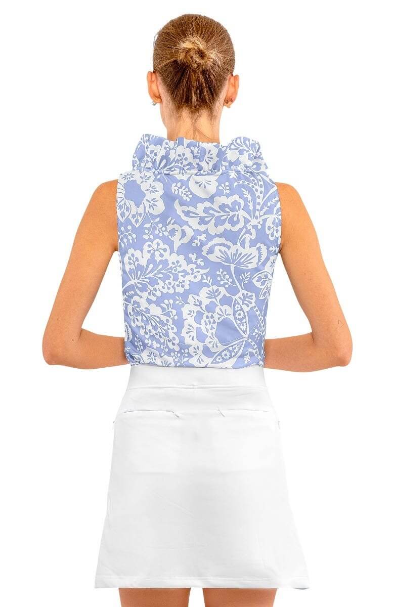 Sleeveless Ruffneck Top - Flora Periwinkle