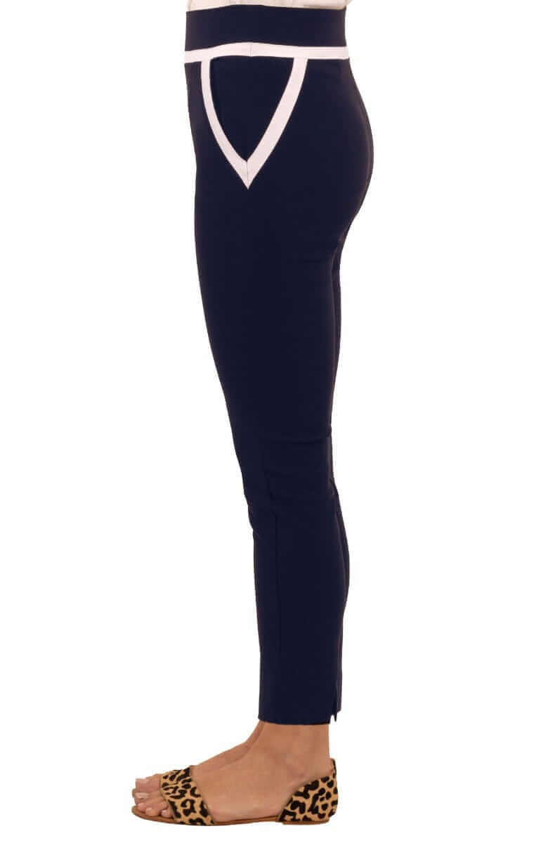 Slick Slax Gripeless Pull On Pants - Final Sale Navy White