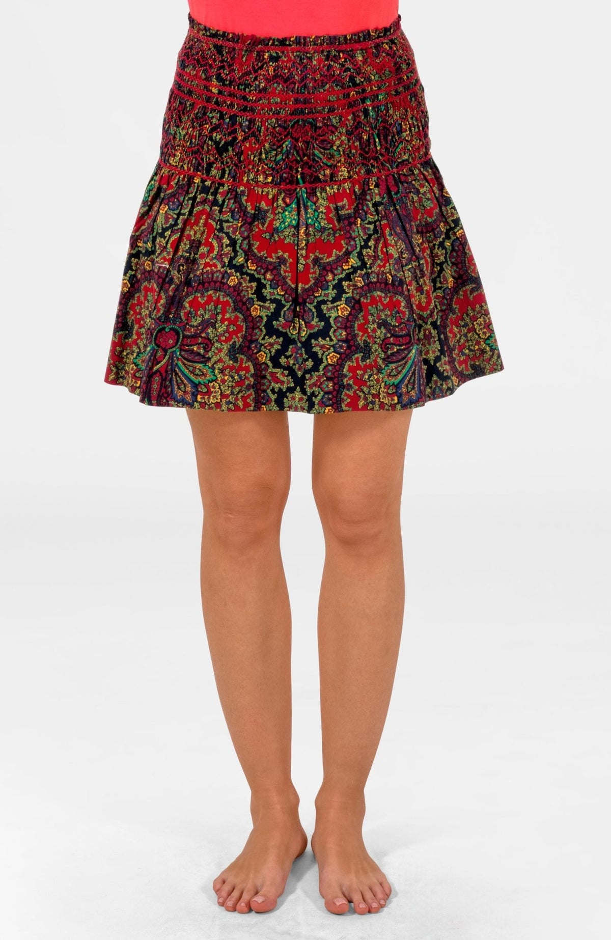Smocked Mini Skirt/ Top - Passion Paisley Black