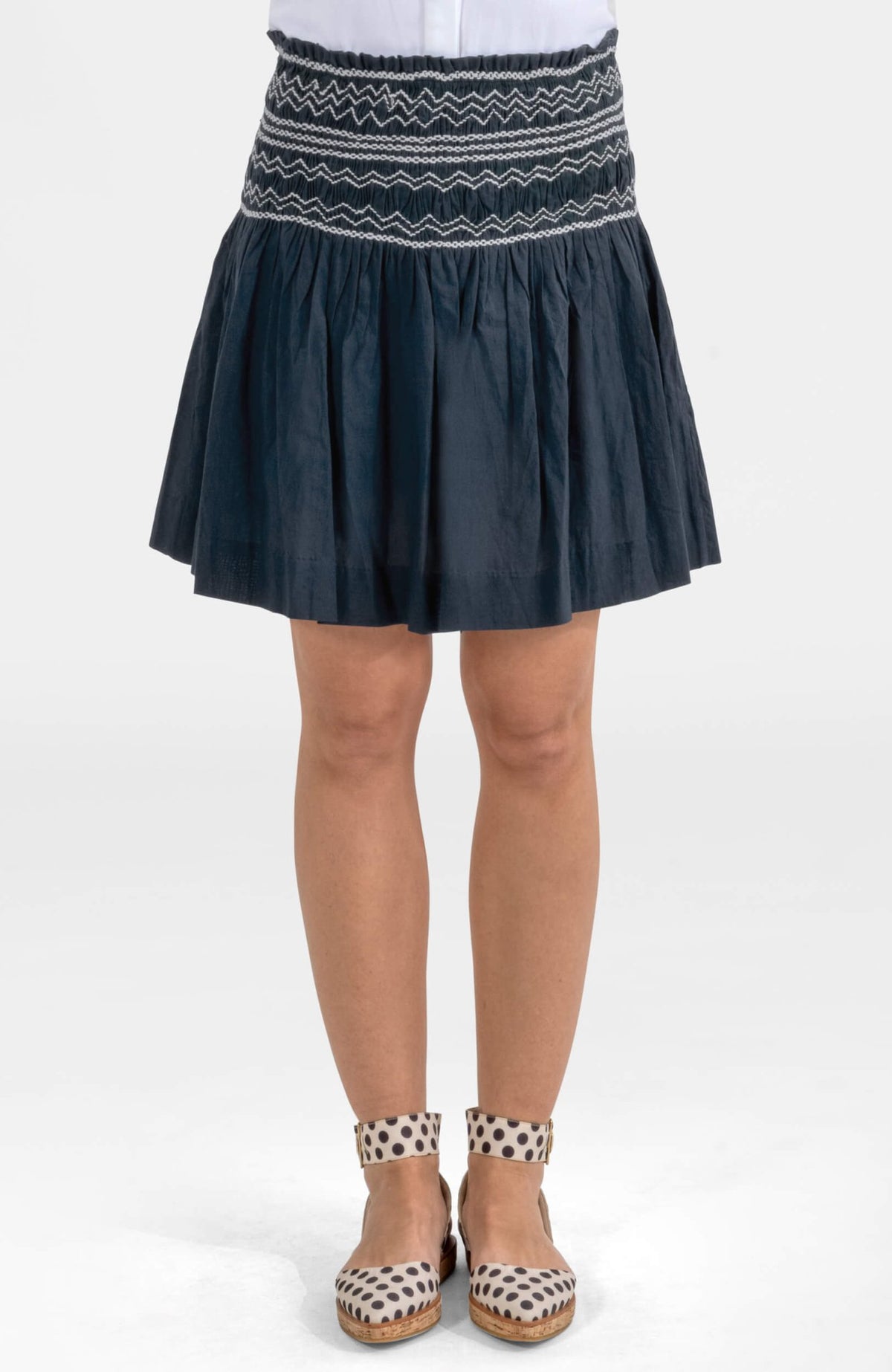 Smocked Mini Skirt/Top - Solid Navy