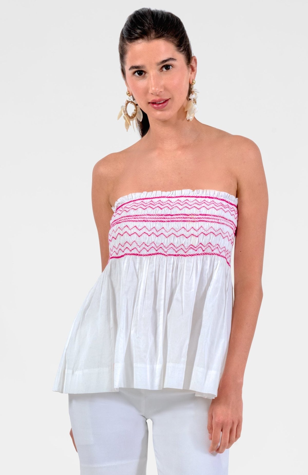 Smocked Mini Skirt/Top - Solid White