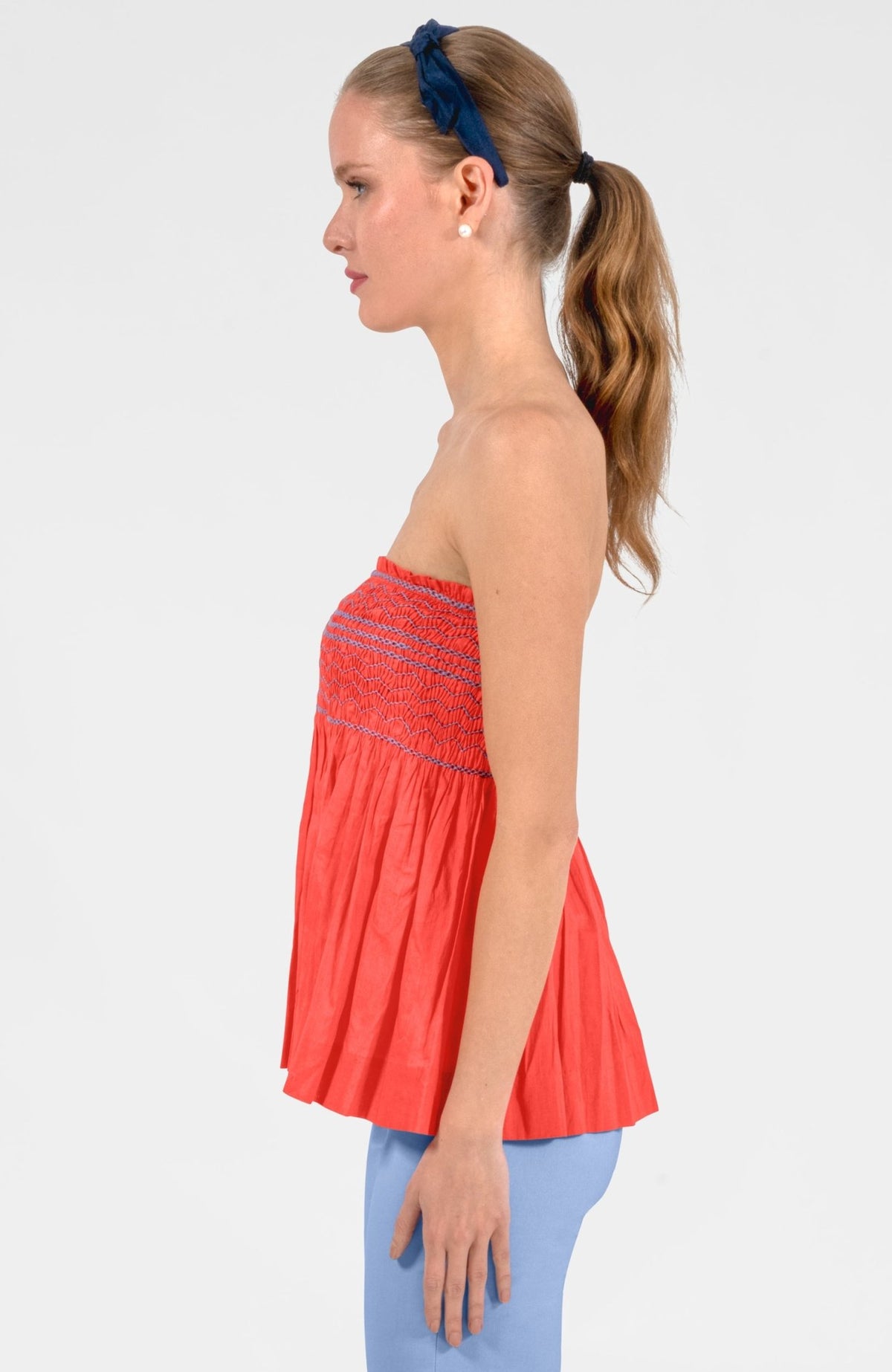 Smocked Mini Skirt/Top - Solid Melon
