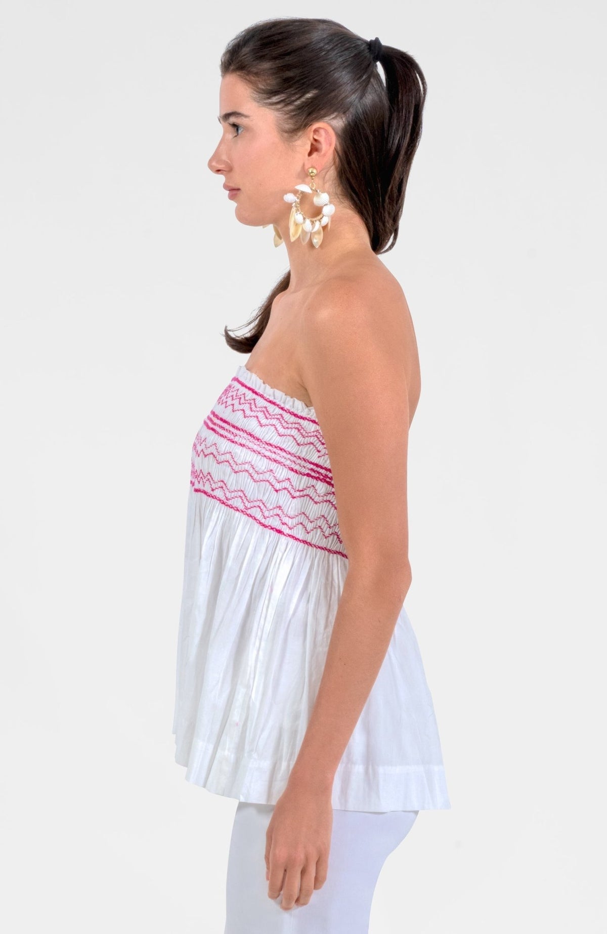 Smocked Mini Skirt/Top - Solid White