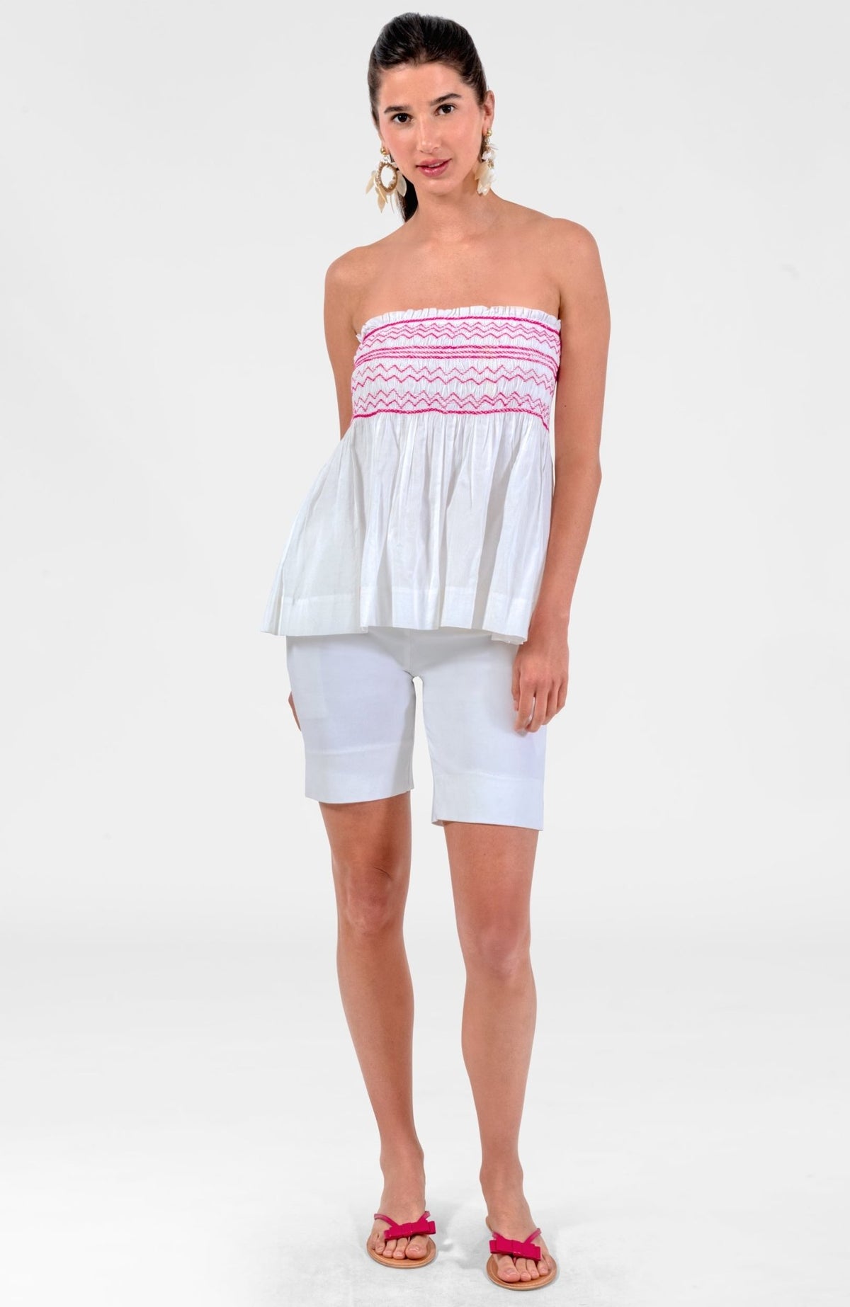 Smocked Mini Skirt/Top - Solid White
