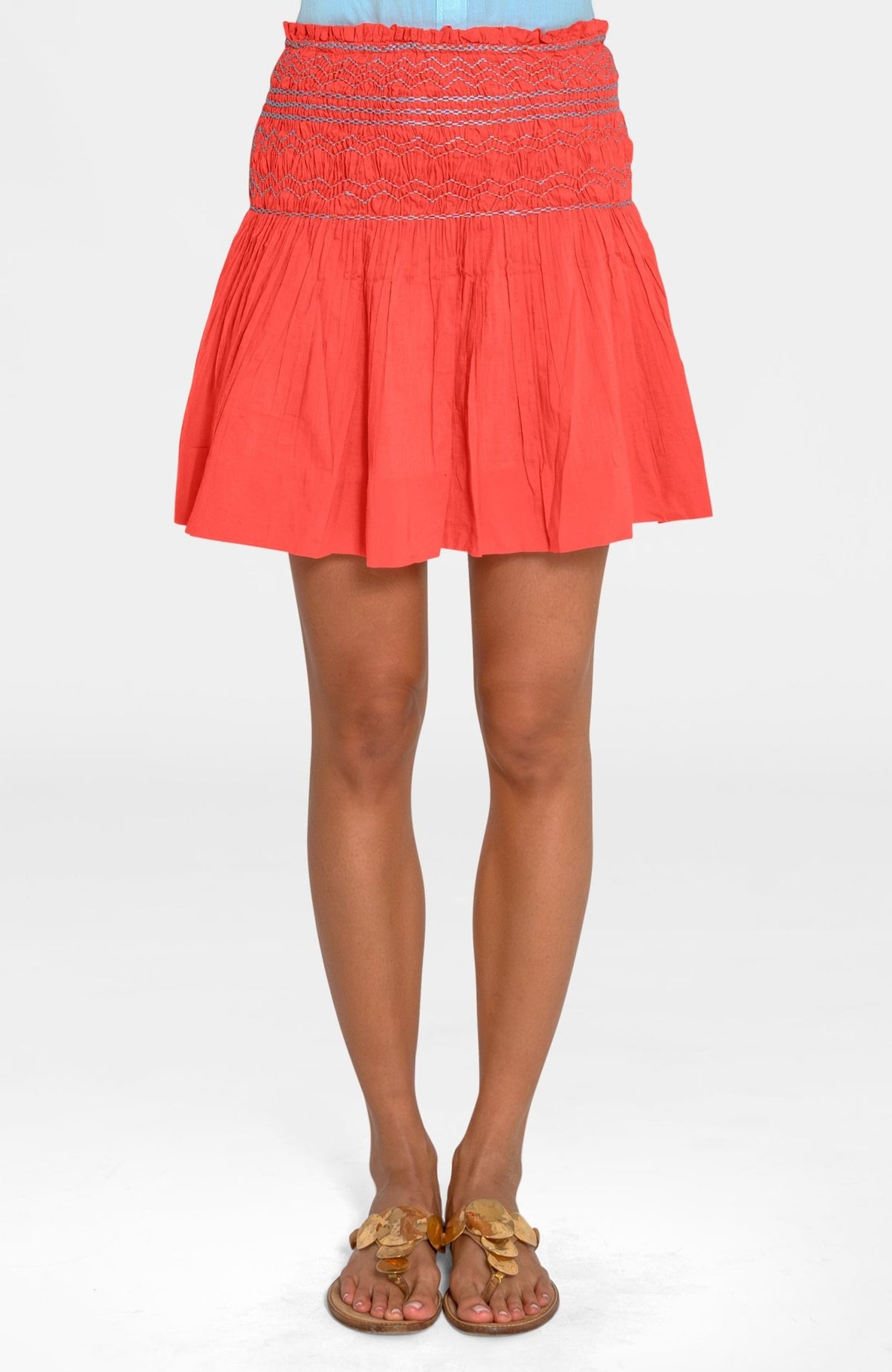 Smocked Mini Skirt/Top - Solid Melon