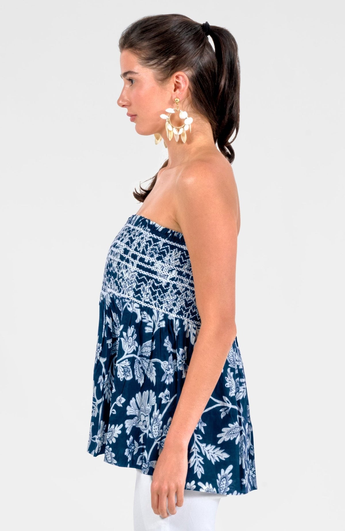 Smocked Mini Skirt/Top - Stunning Stippling Navy