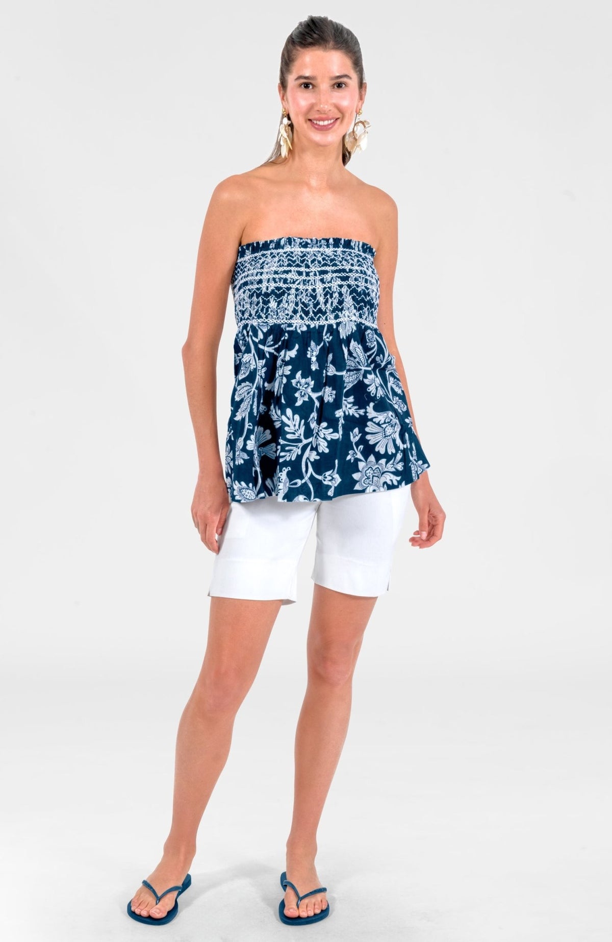 Smocked Mini Skirt/Top - Stunning Stippling Navy