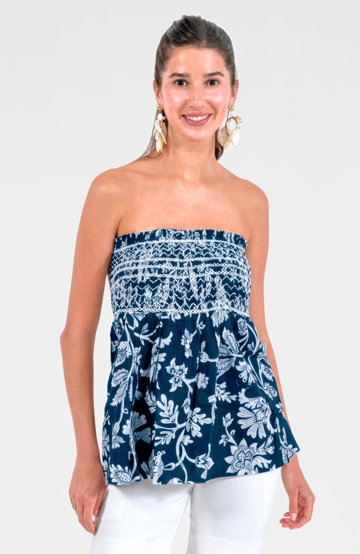 Smocked Mini Skirt/Top - Stunning Stippling Navy