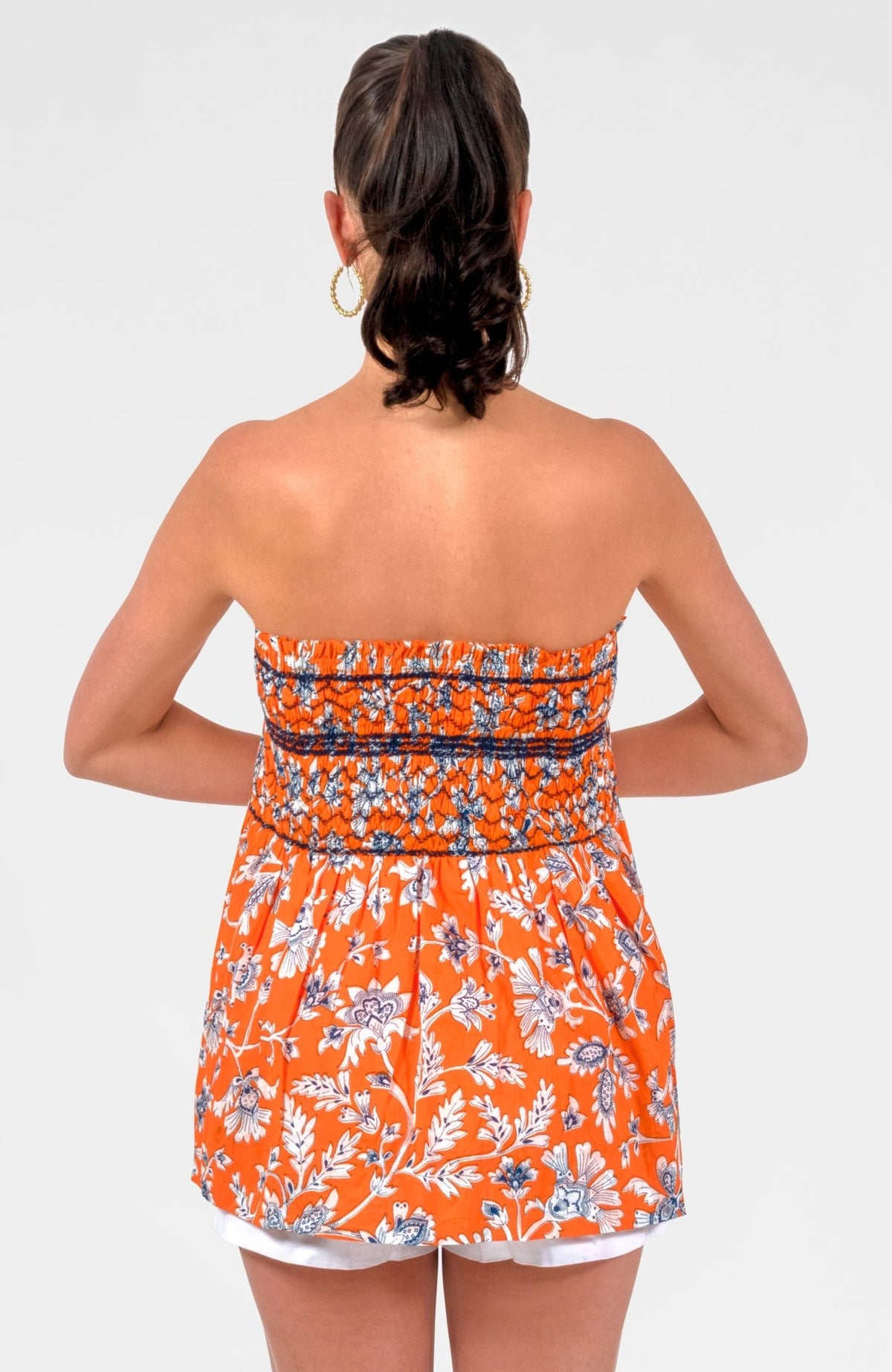 Smocked Mini Skirt/Top - Stunning Stippling Orange