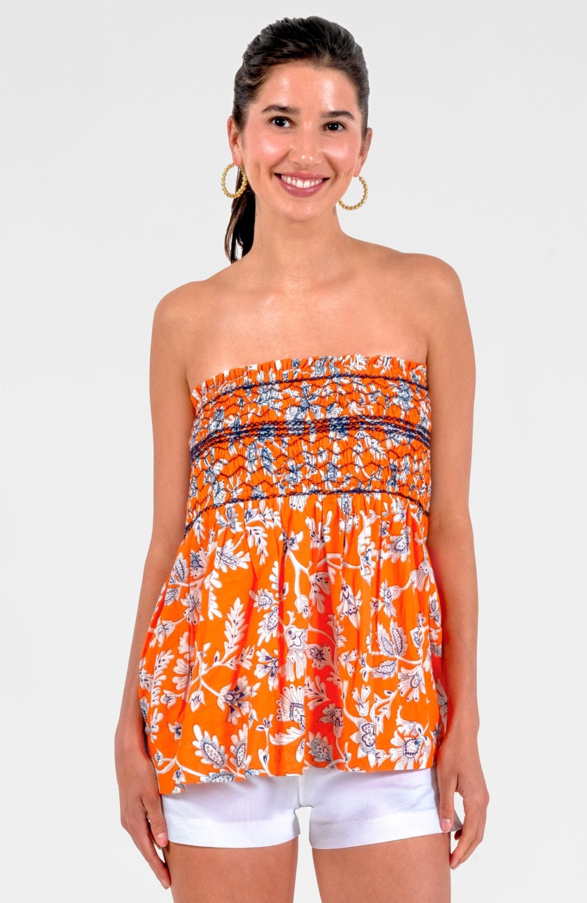 Smocked Mini Skirt/Top - Stunning Stippling Orange