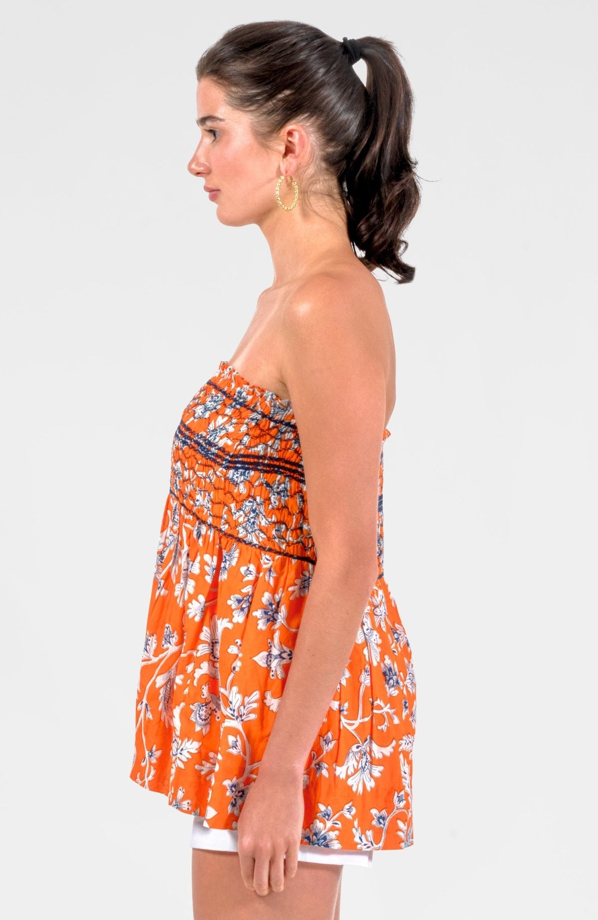 Smocked Mini Skirt/Top - Stunning Stippling Orange