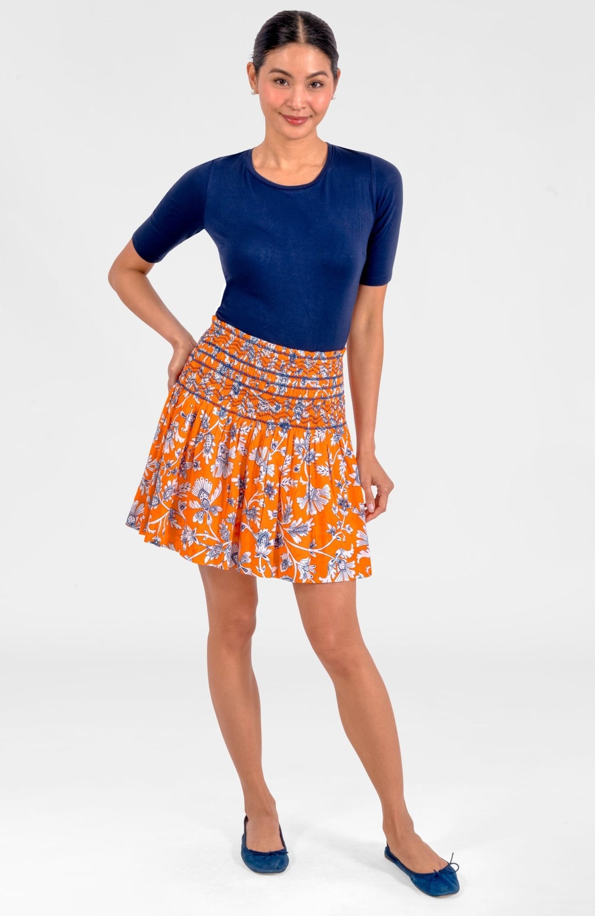 Smocked Mini Skirt/Top - Stunning Stippling Orange