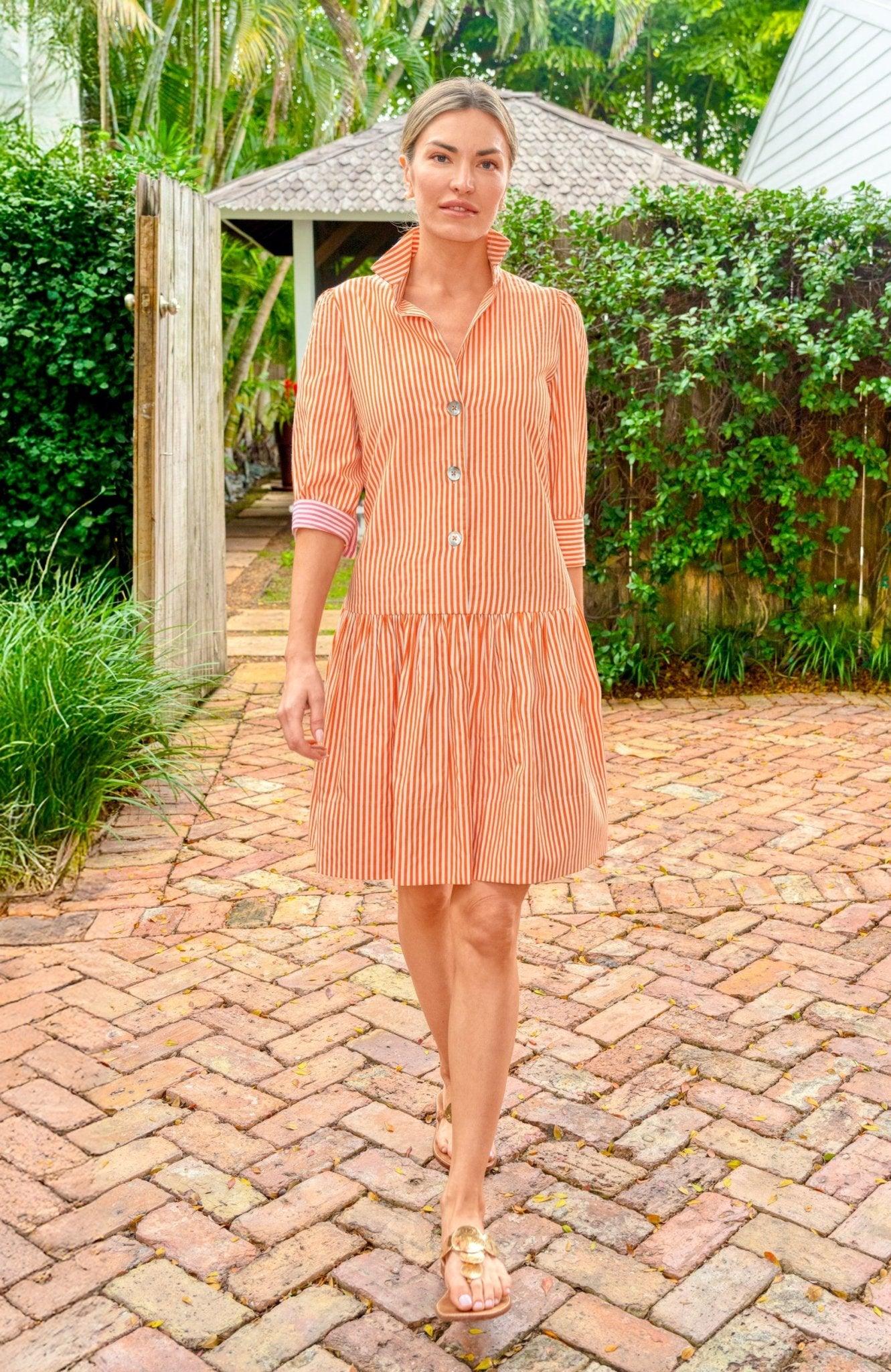 So Sweet Cotton Dress - Stripe Orange