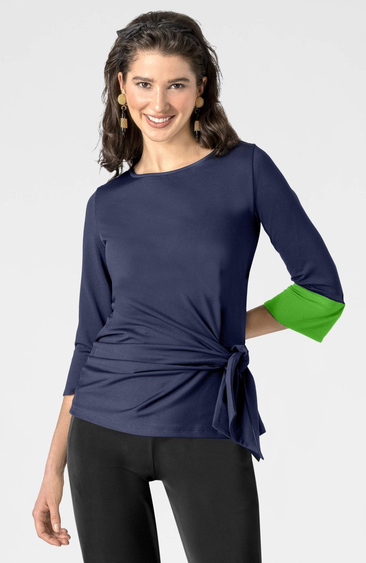 Solid Cinch & Tie Top Navy