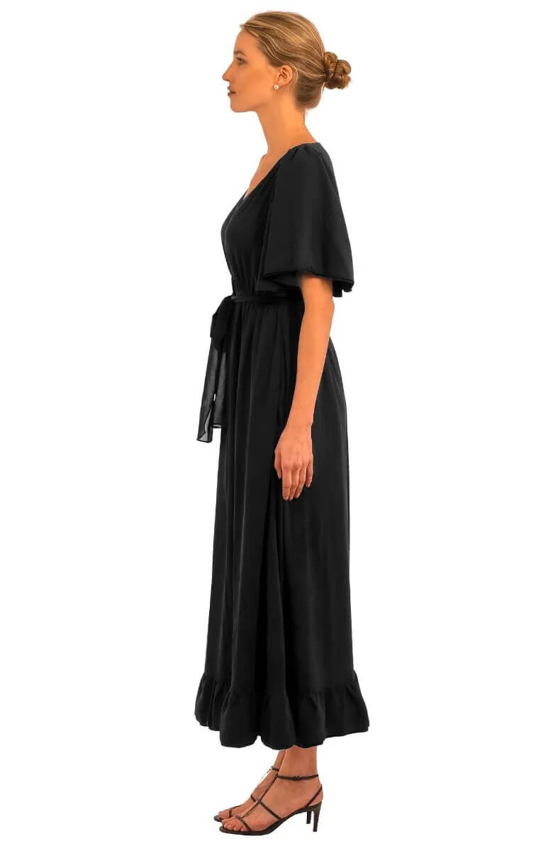 solid maxi dress Solid Melody Maxi Dress Black / Shrimp (XXS)
