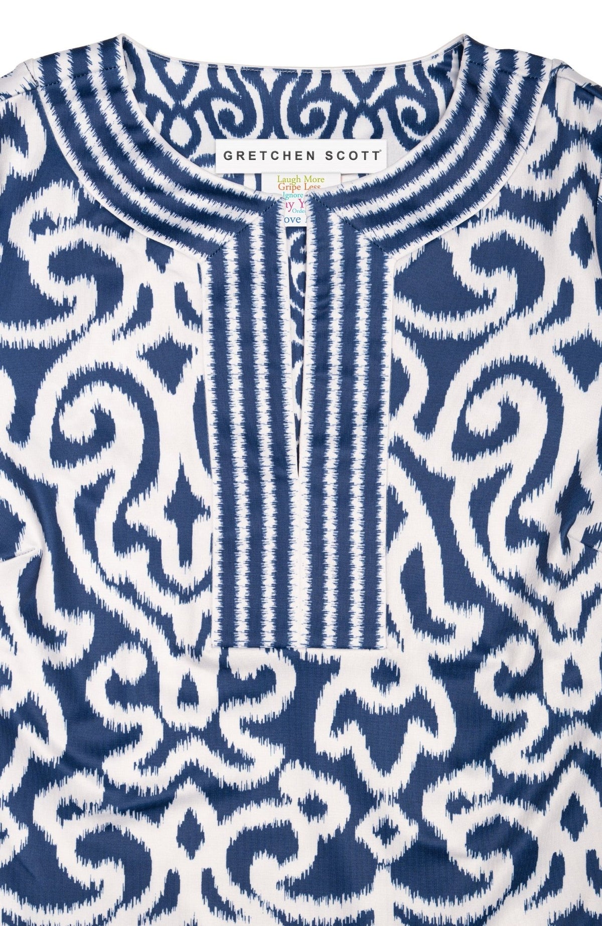 Split Neck Dress- Arabesque Navy