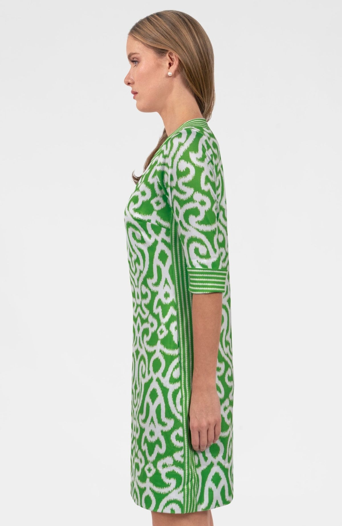 Split Neck Dress- Arabesque Kelly