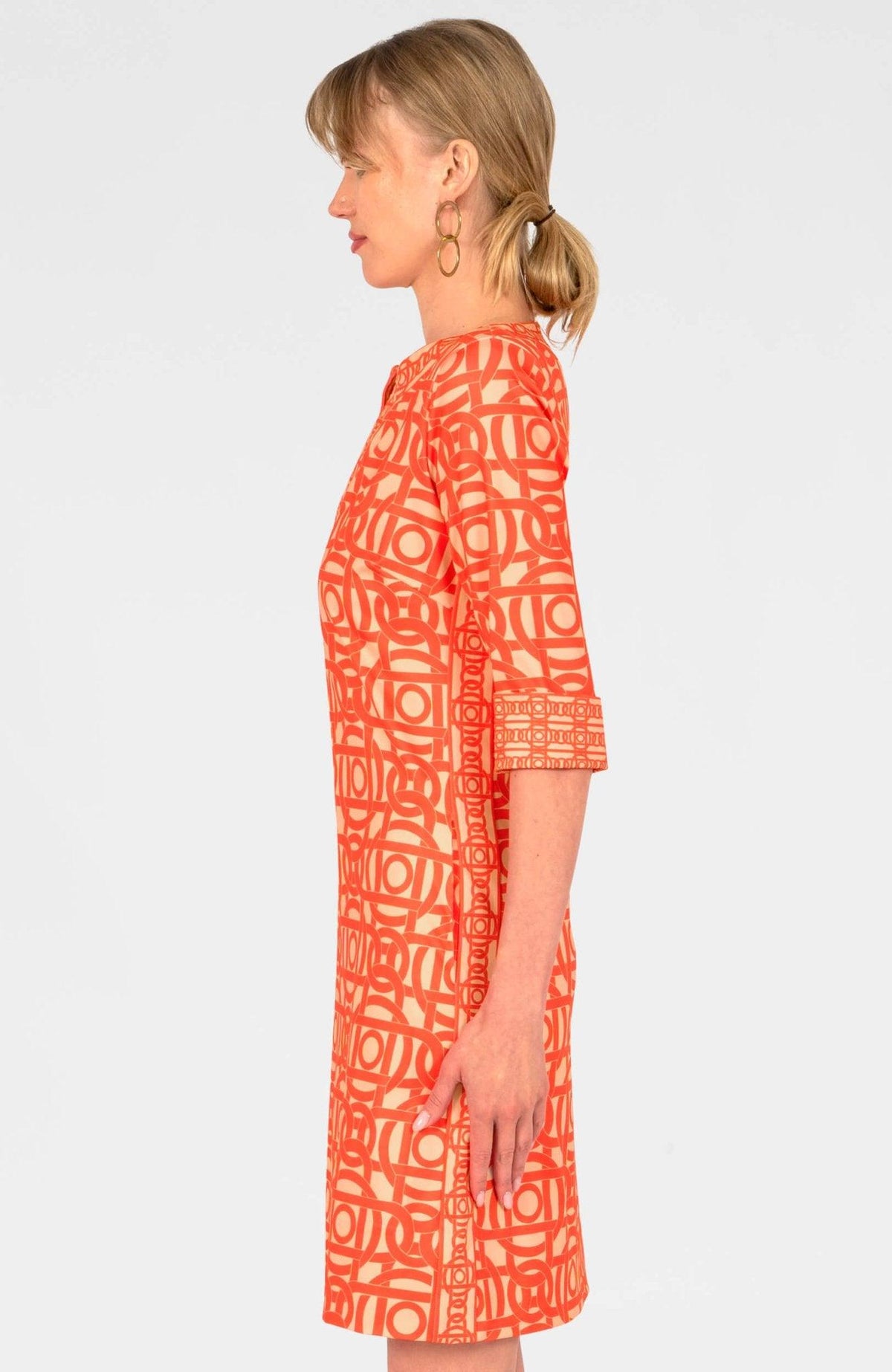 Split Neck Dress Aubazine Coral