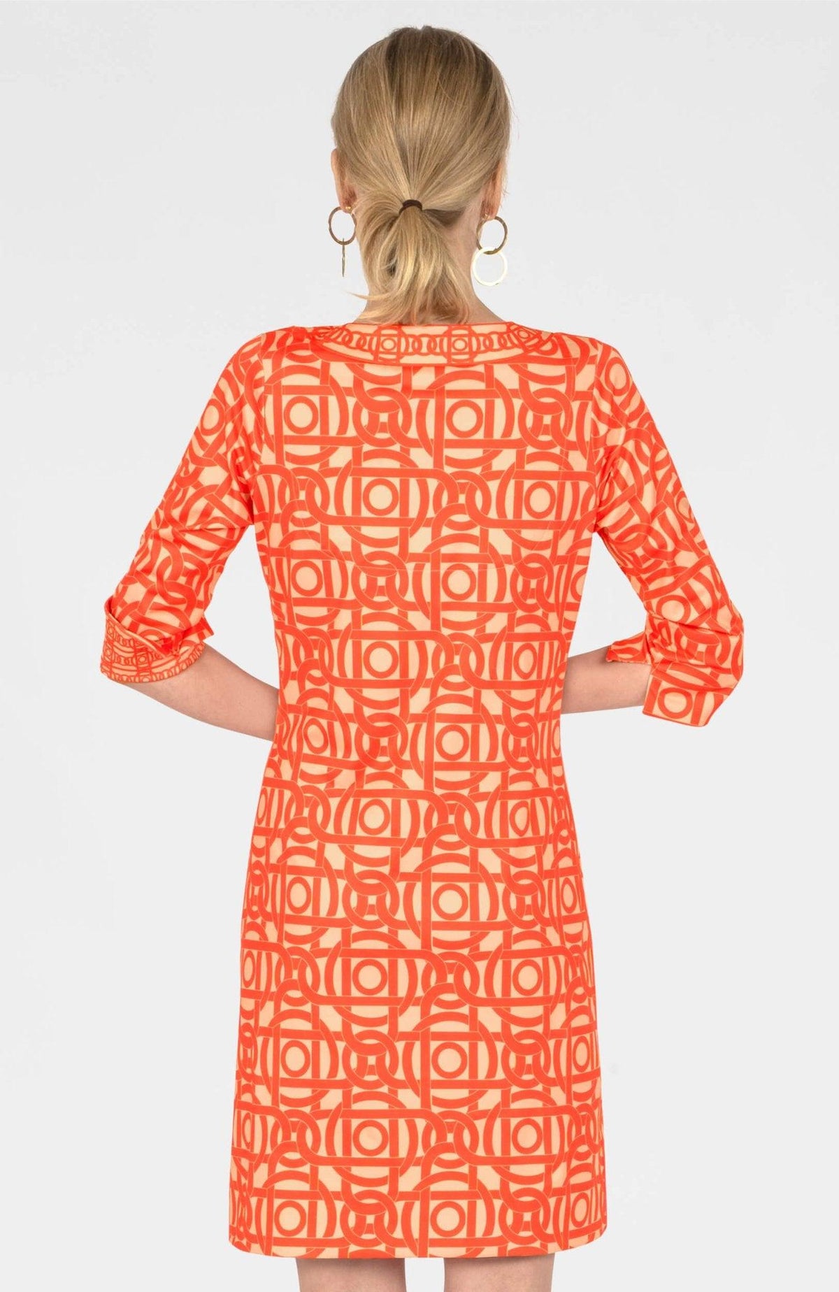 Split Neck Dress Aubazine Coral