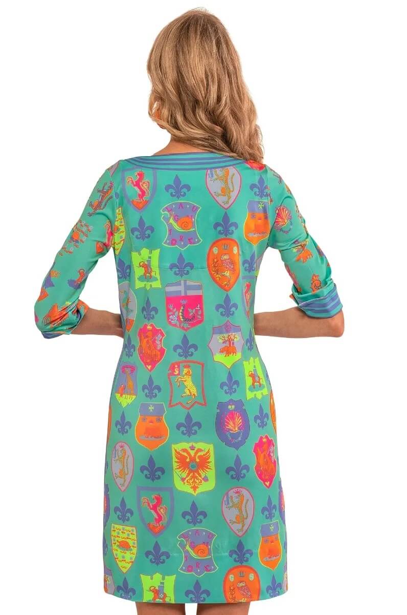 Split Neck Dress - Siena Turquoise