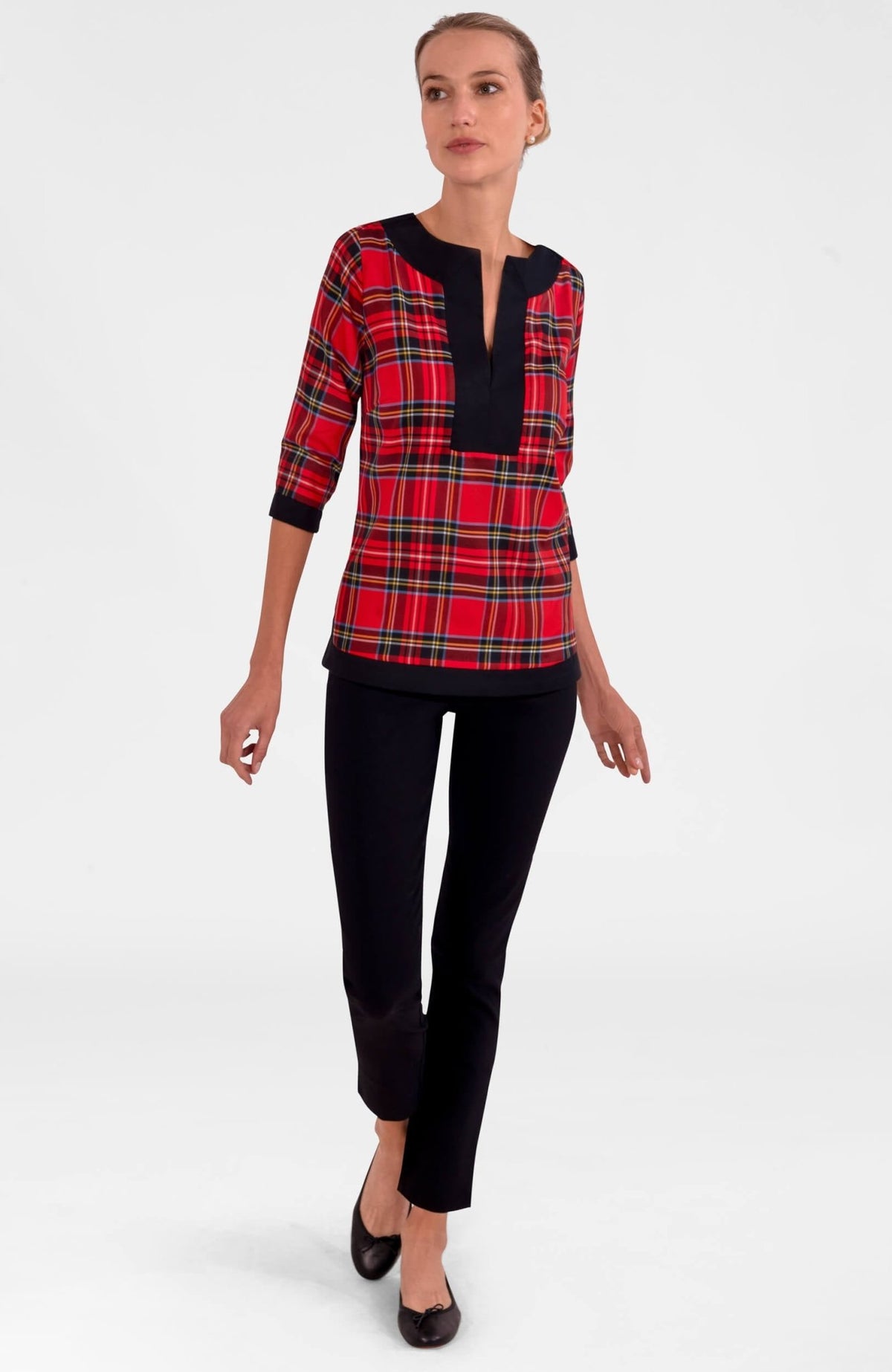 Split Neck Tunic - Duke of York Red Multi