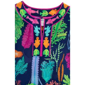 Split Neck Tunic - Sea Sway - Final Sale Navy