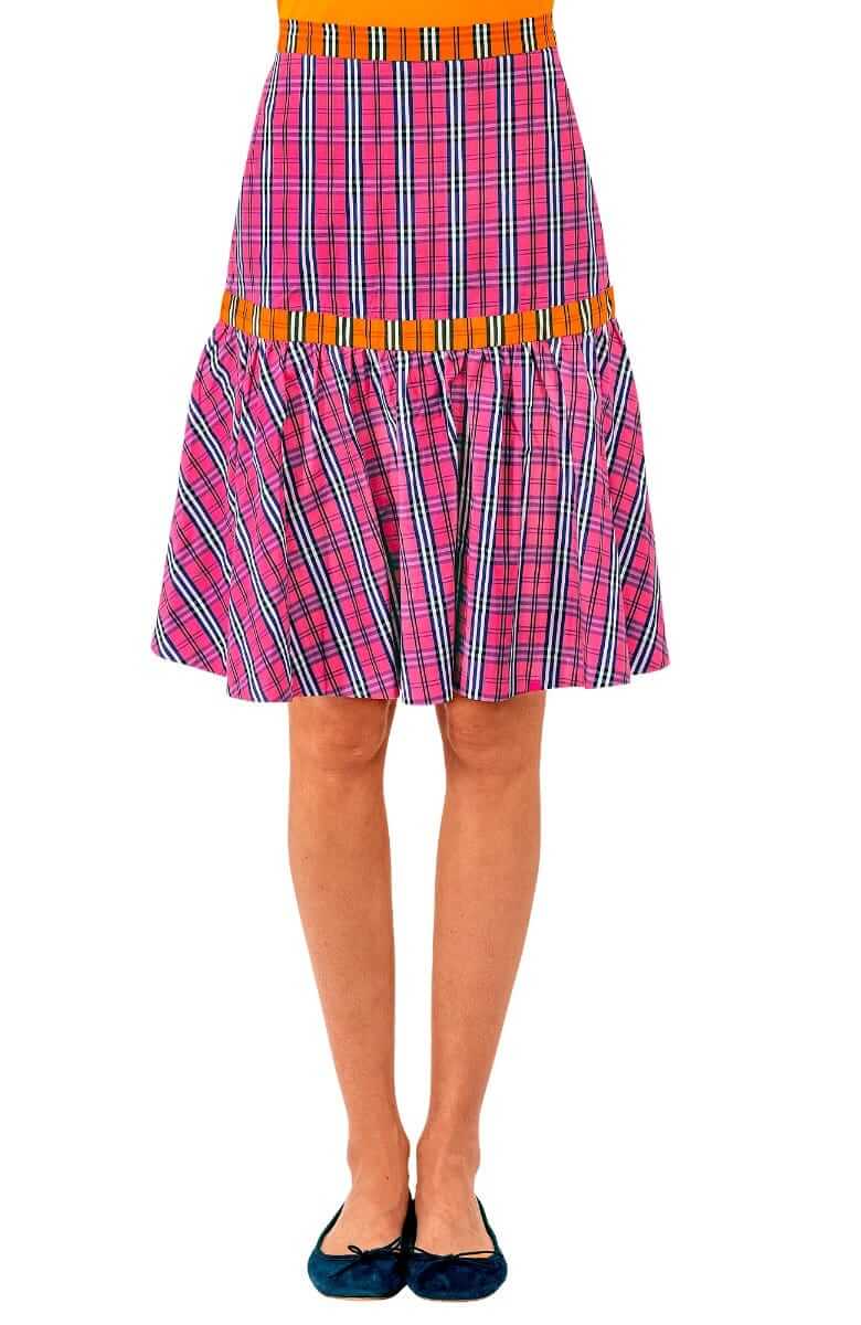 Stefania Skirt - Sunshine Plaid - Final Sale Pink
