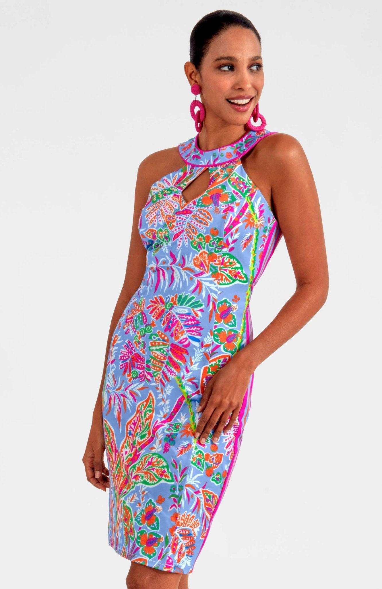 gretchen scott dresses Twist & Shout Dress-50% OFF  SeaBreezes Clothing this dress is expertly crafted from a soft jersey material for the utmost comfort and style Ruffneck Dress - Jungle Symphony