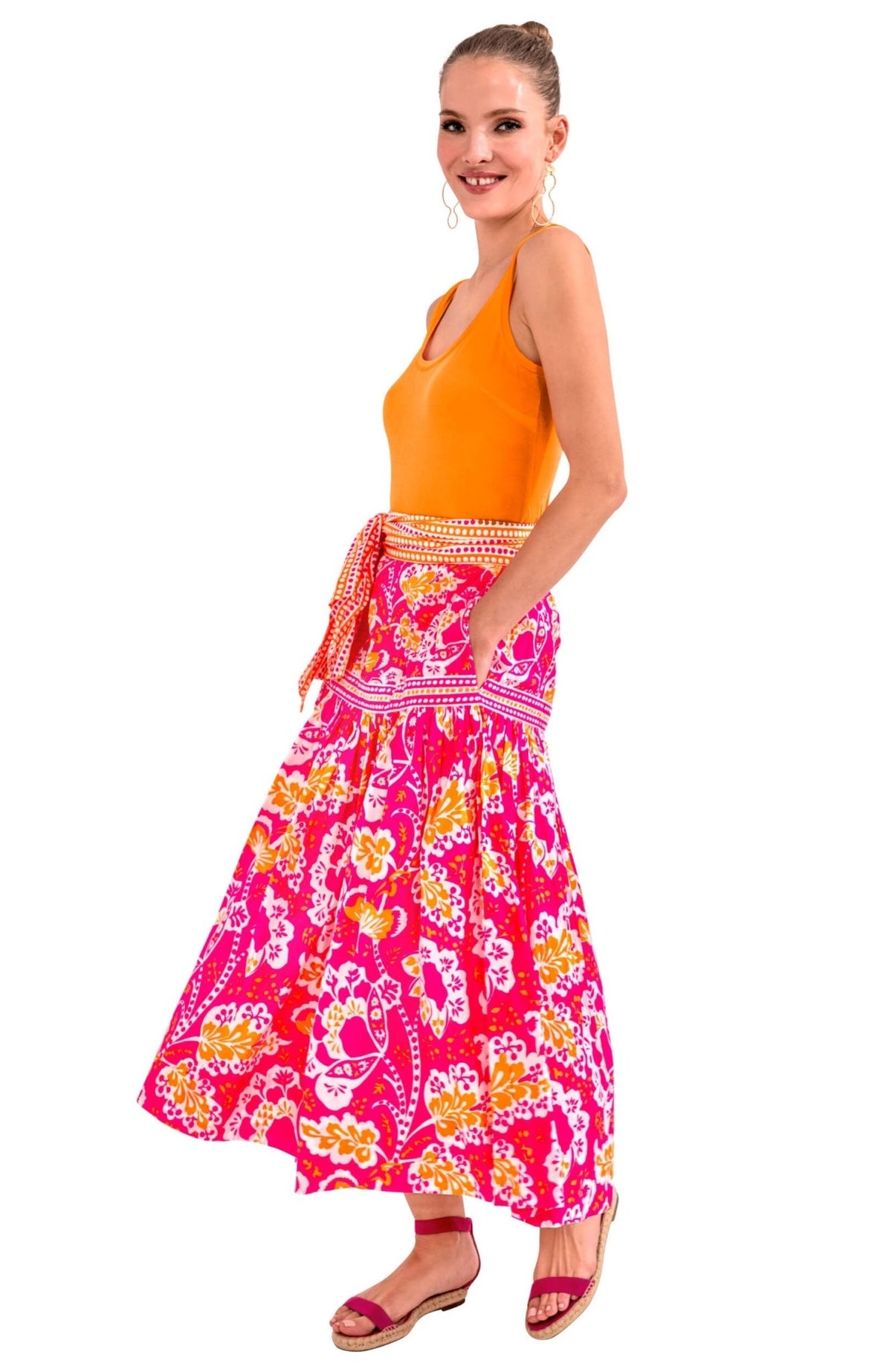 Summer Dreaming Skirt - Flora - Final Sale Pink Orange