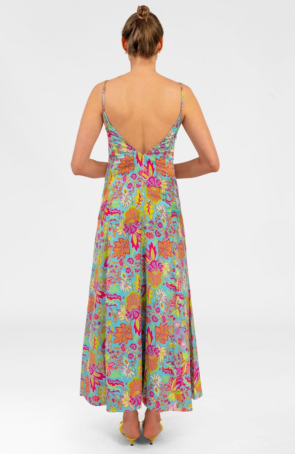 Gored Sway and Twirl Dress - Blooming Party Mystic Turq