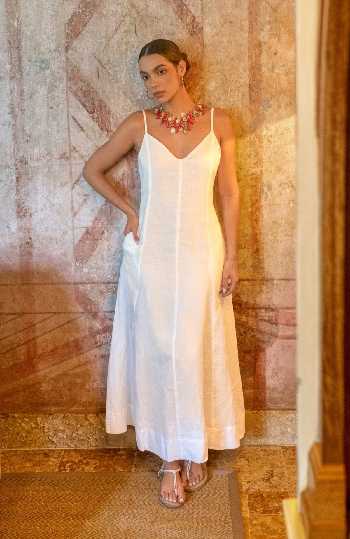 Sway And Twirl Dress- Linen White