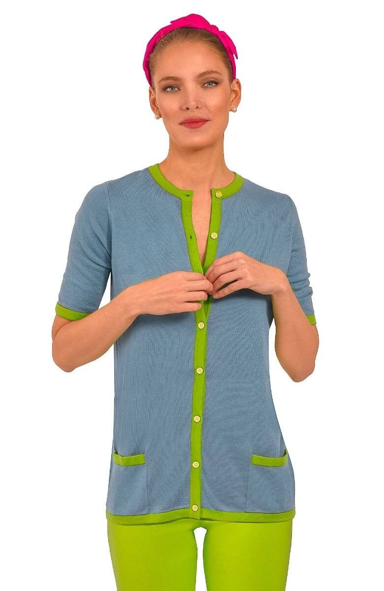 Cherry On Top Cardigan Periwinle Lime