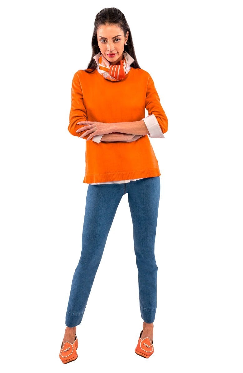 Sneek A Peek Knit Sweater Orange