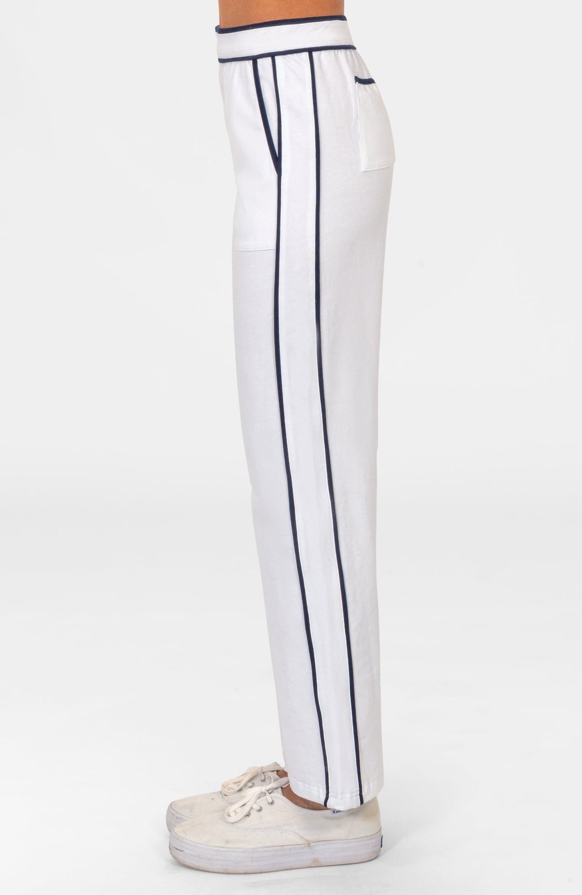 Sweat Pants - Trim It Up White Navy