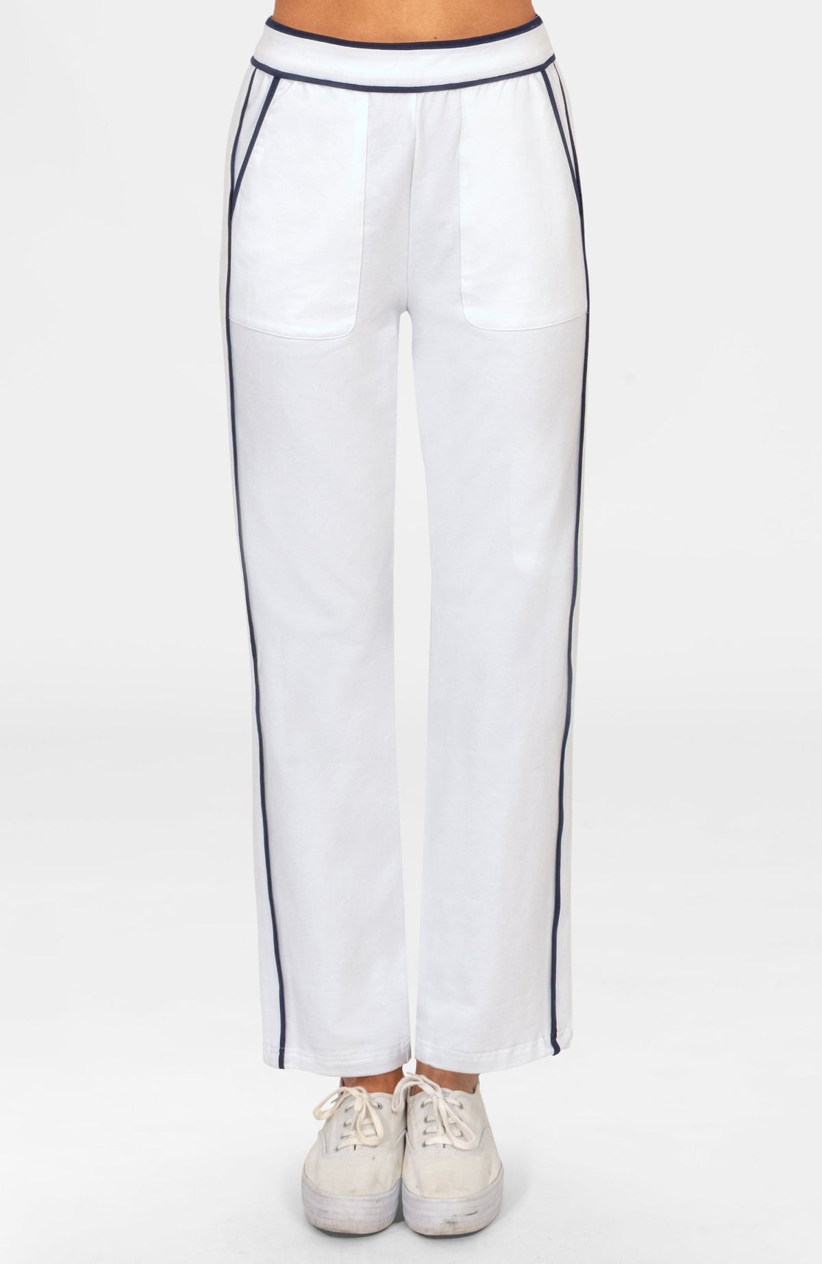 Sweat Pants - Trim It Up White Navy