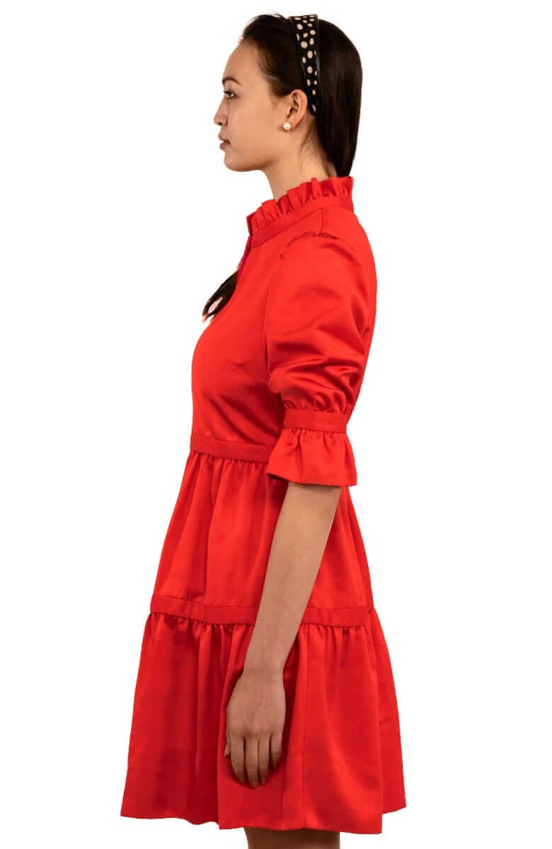 Teardrop Dress - Faille - Final Sale Crimson
