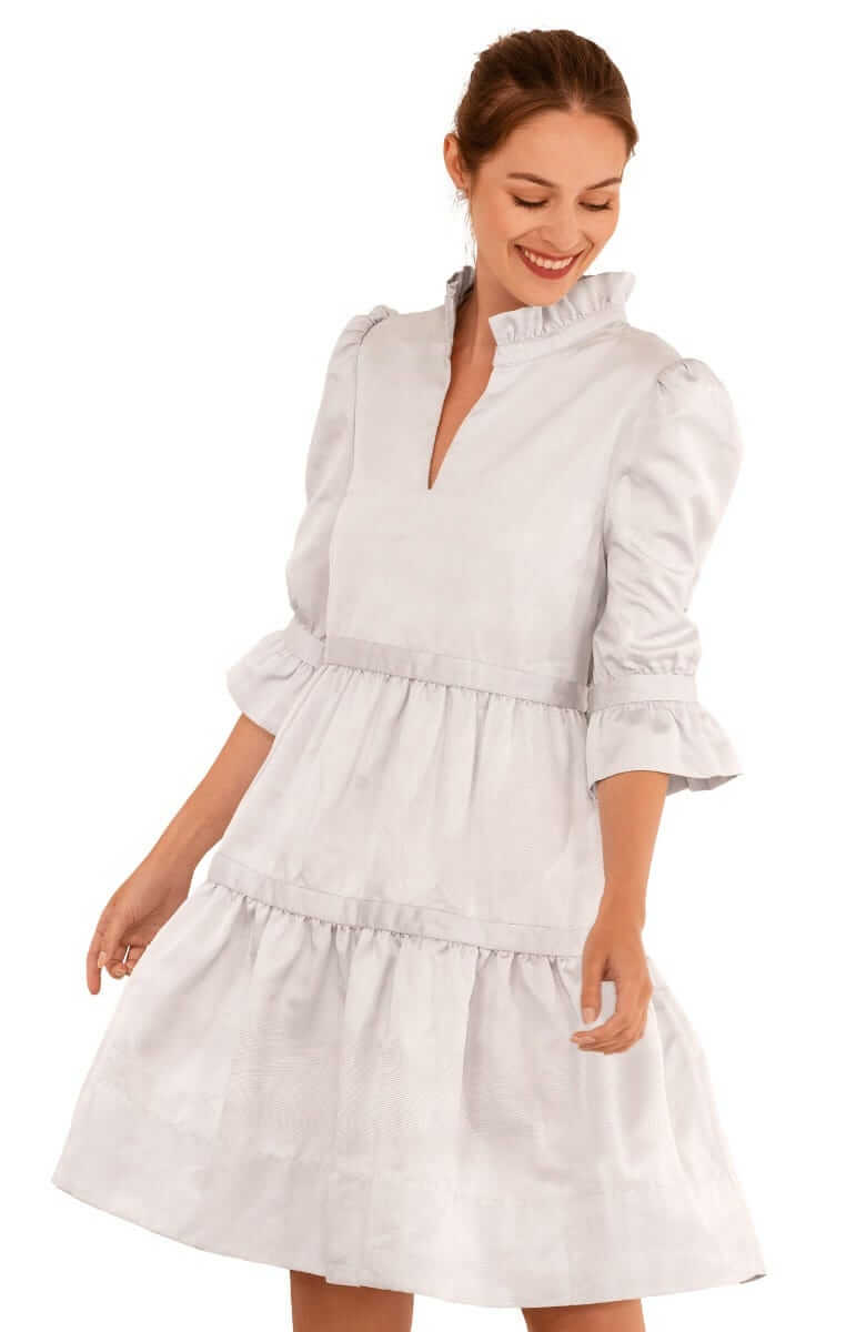 Teardrop Dress - Faille - Final Sale Silver