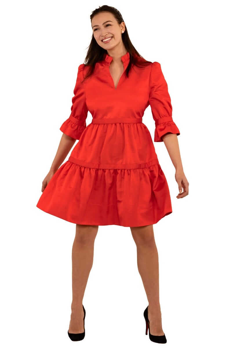 Teardrop Dress - Faille - Final Sale Crimson