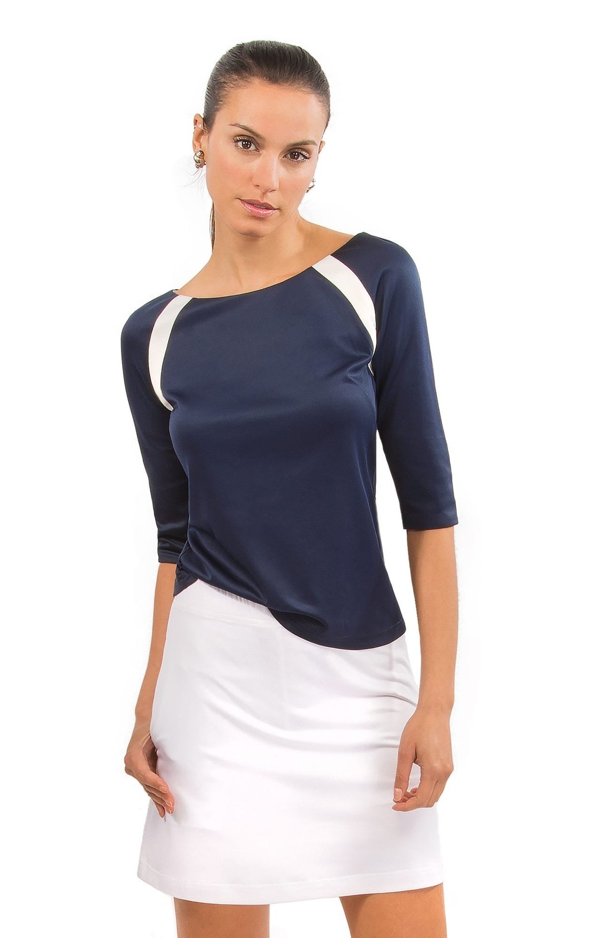 Jersey Tee Topper - Color Block - Final Sale Navy White